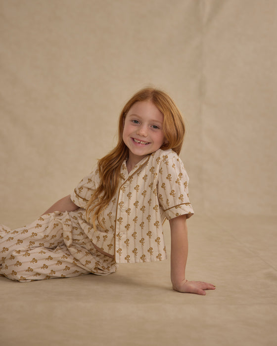 RYLEE + CRU - WOVEN PJ SET GOLDEN BLOOM NATURAL