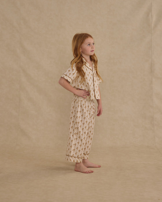 RYLEE + CRU - WOVEN PJ SET GOLDEN BLOOM NATURAL