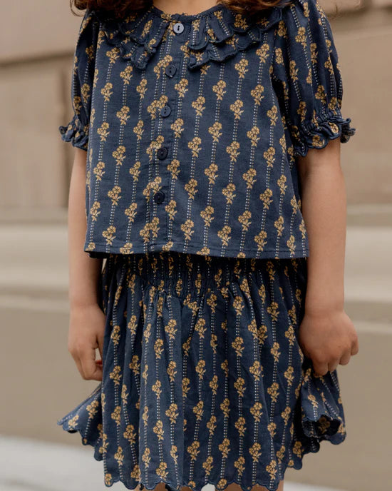 RYLEE + CRU - LIV BLOUSE VINTAGE BLOOM NAVY