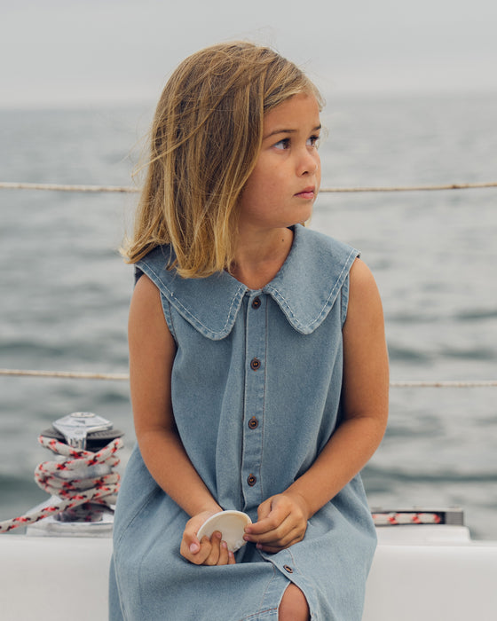 RYLEE + CRU - ADRIA DRESS WASHED BLUE