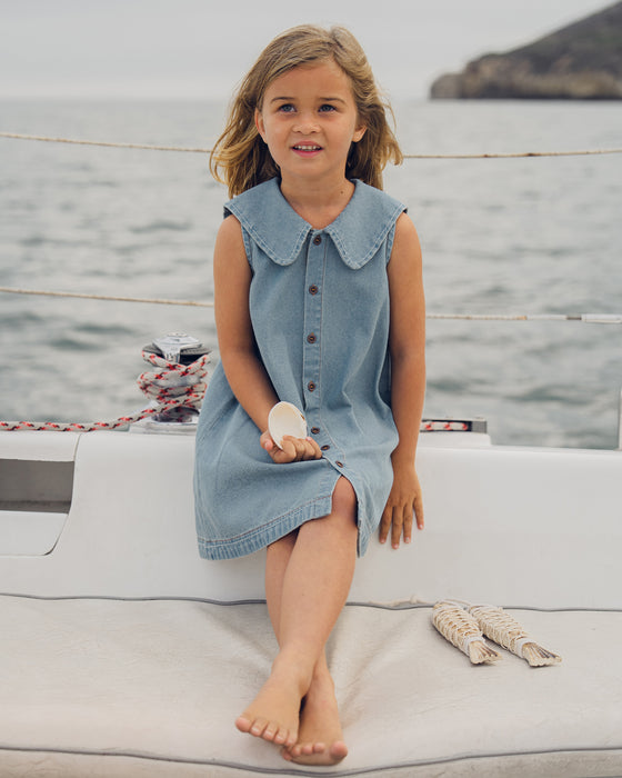 RYLEE + CRU - ADRIA DRESS WASHED BLUE