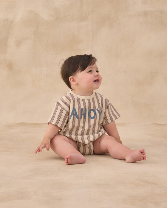 RYLEE + CRU - RELAXED BUBBLE ROMPER AHOY BROWN