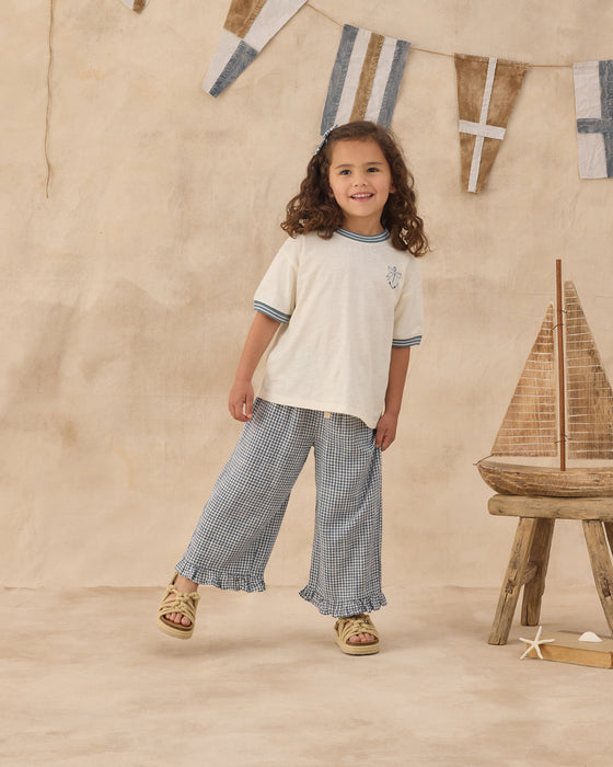 RYLEE + CRU - WIDE LEG PANT MARINE GINGHAM