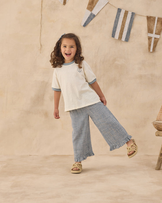 RYLEE + CRU - WIDE LEG PANT MARINE GINGHAM