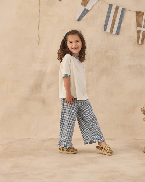 RYLEE + CRU - WIDE LEG PANT MARINE GINGHAM