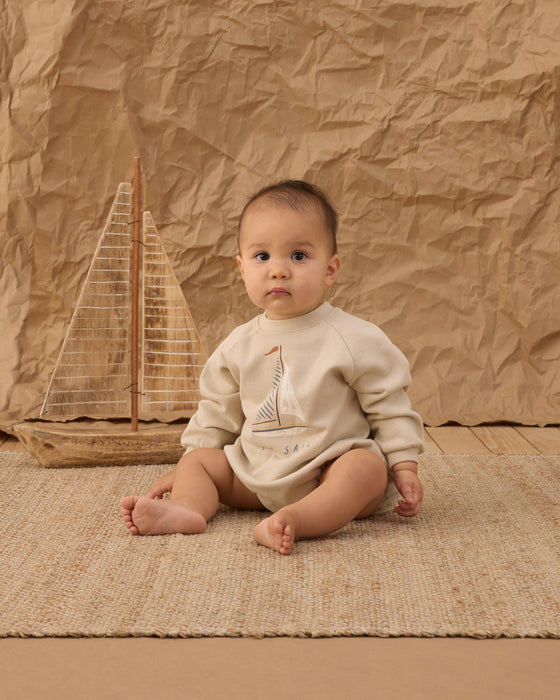 RYLEE + CRU - CREWNECK ROMPER SET SAIL PEBBLE