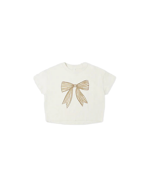 RYLEE + CRU - BOXY BOW TEE NATURAL