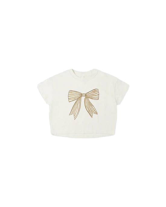RYLEE + CRU - BOXY BOW TEE NATURAL