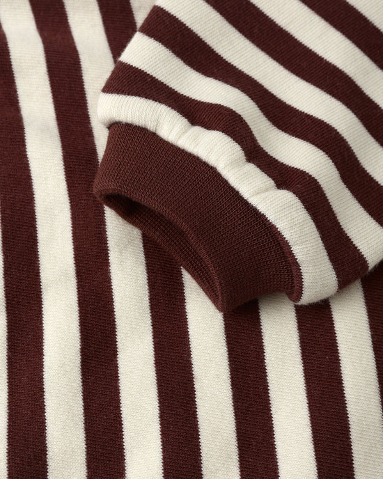 RYLEE + CRU - CREWNECK ROMPER BURGUNDY STRIPE