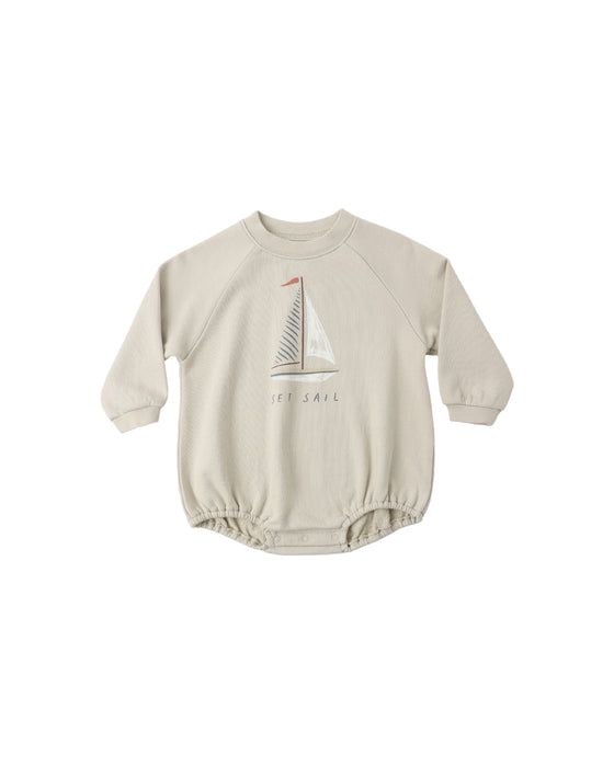 RYLEE + CRU - CREWNECK ROMPER SET SAIL PEBBLE