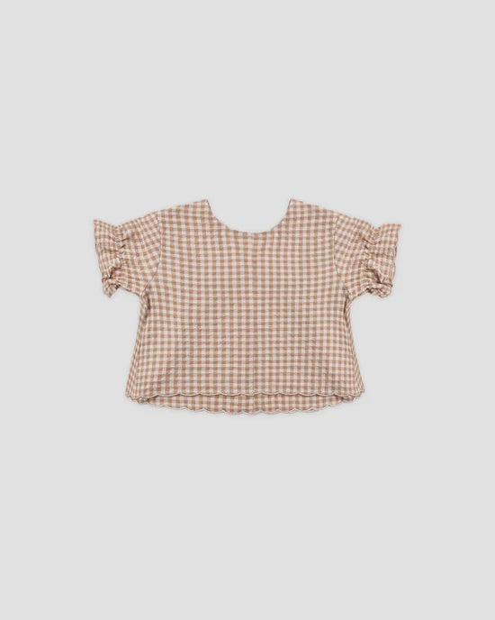 RYLEE + CRU - FRANCIE BLOUSE FAWN GINGHAM