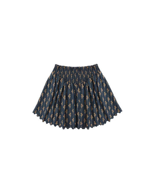 RYLEE + CRU - SMOCKED V MINI SKIRT VINTAGE BLOOM NAVY