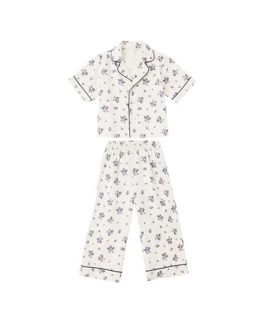 RYLEE + CRU - WOVEN PJ SET BLUE FLORAL NATURAL
