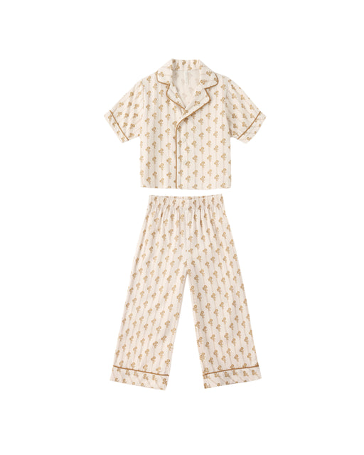 RYLEE + CRU - WOVEN PJ SET GOLDEN BLOOM NATURAL