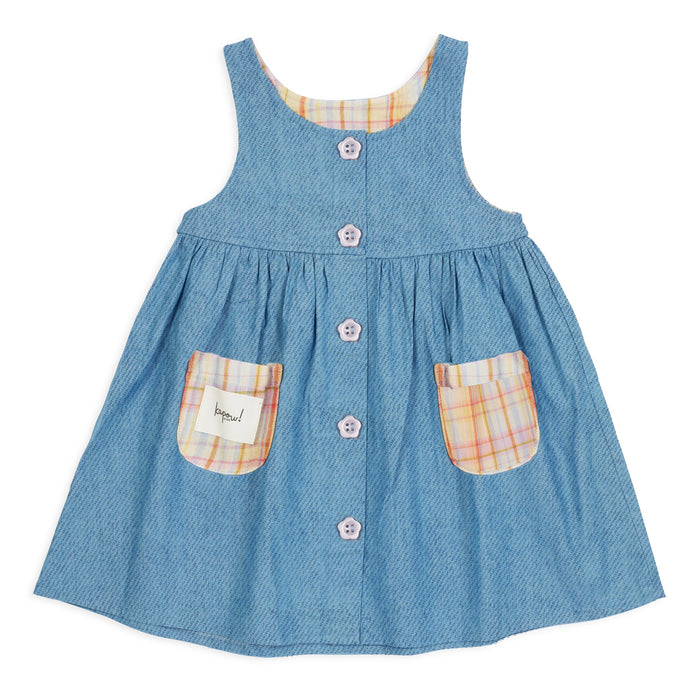 KAPOW - RAINBOW PLAID SLEVELESS DRESS