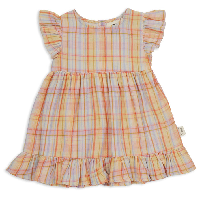 KAPOW - RAINBOW PLAID TRAPEZE DRESS