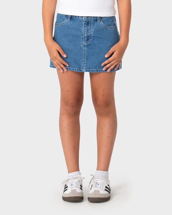 RUSTY - FLIP GIRL MINI DENIM SKIRT MIDDY BLUE