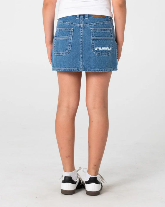 RUSTY - FLIP GIRL MINI DENIM SKIRT MIDDY BLUE