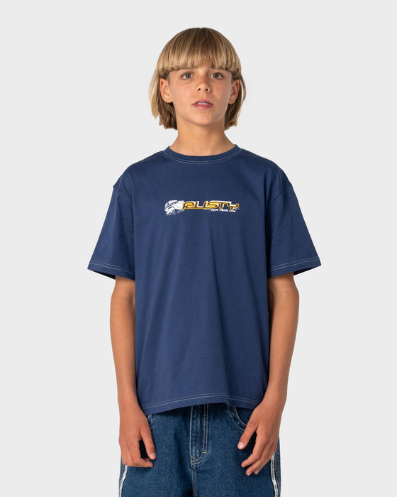 RUSTY - FOUR BY FOUR SHORT SLEEVE TEE DARK BLUE