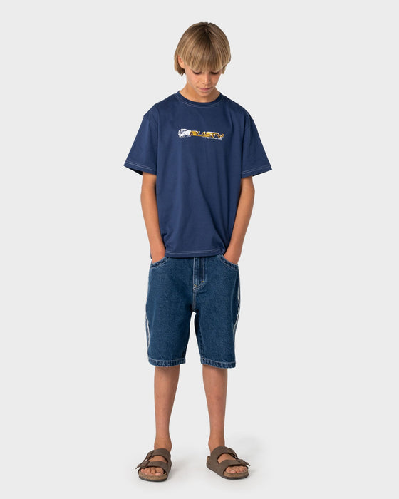 RUSTY - FOUR BY FOUR SHORT SLEEVE TEE DARK BLUE