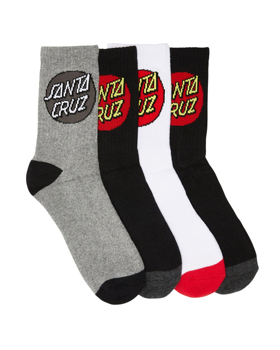 SANTA CRUZ - CLASSIC DOT CREW SOCK 4PACK MULTI