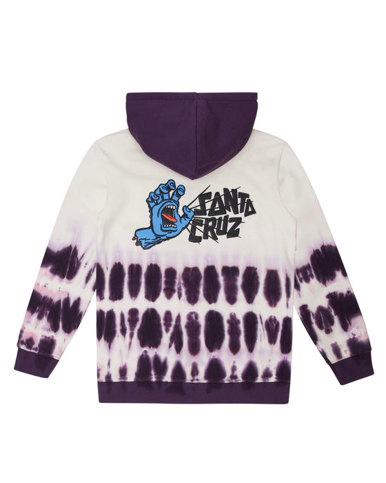 SANTA CRUZ - YELLING HAND HOODIE CREAM PURPLE TIE DYE