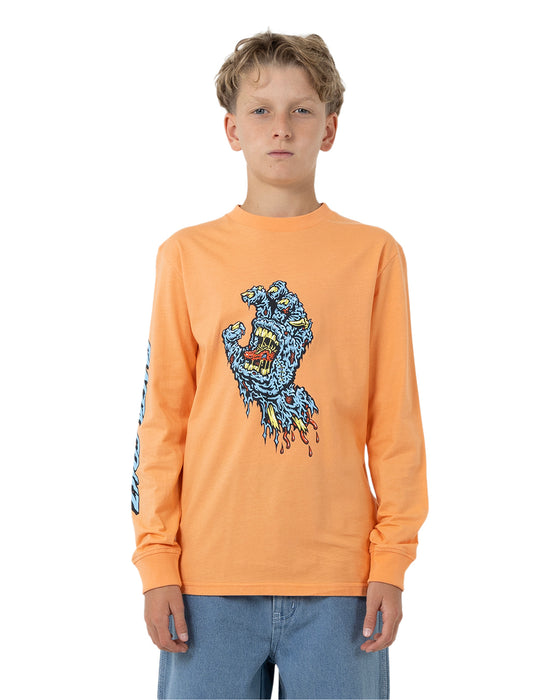 SANTA CRUZ - DECAYING HAND CENTRE STRIP LS TEE ORANGE