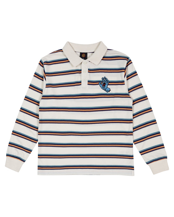 SANTA CRUZ - HORIZON LS POLO TEE CREAM STRIPE