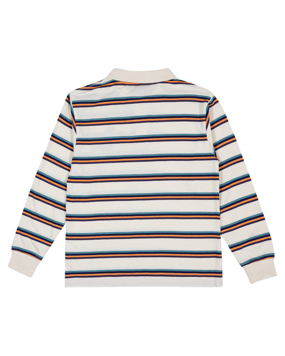 SANTA CRUZ - HORIZON LS POLO TEE CREAM STRIPE