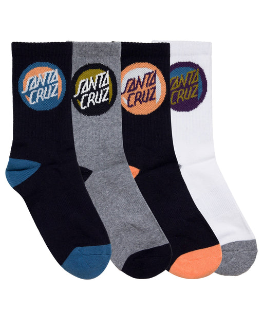 SANTA CRUZ - BOLD SHADOW DOT CREW SOCK 4PACK BLACK WHITE GMARLE