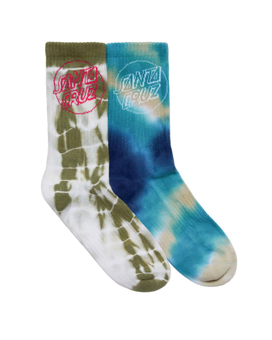 SANTA CRUZ - OPUS DOT CREW SOCK 2PACK MIXED TIE DYE