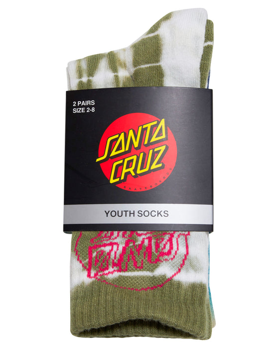 SANTA CRUZ - OPUS DOT CREW SOCK 2PACK MIXED TIE DYE