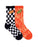 SANTA CRUZ - FLAMING STACK CREW SOCK 2PACK ORANGE FLAME BLACK CHECK