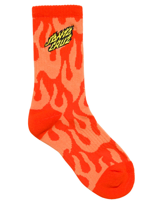 SANTA CRUZ - FLAMING STACK CREW SOCK 2PACK ORANGE FLAME BLACK CHECK