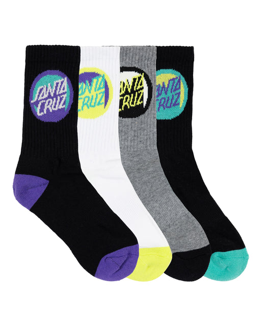 SANTA CRUZ - BOLD SHADOW DOT CREW SOCK 4 PACK BLACK WHITE MARLE BLACK