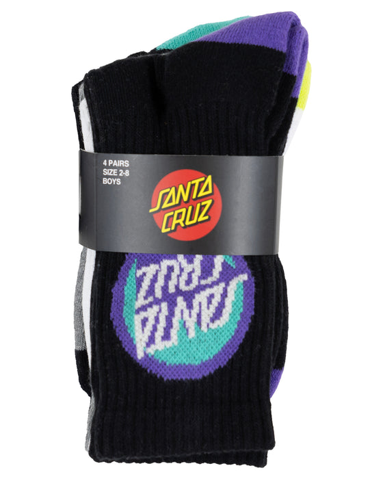 SANTA CRUZ - BOLD SHADOW DOT CREW SOCK 4 PACK BLACK WHITE MARLE BLACK