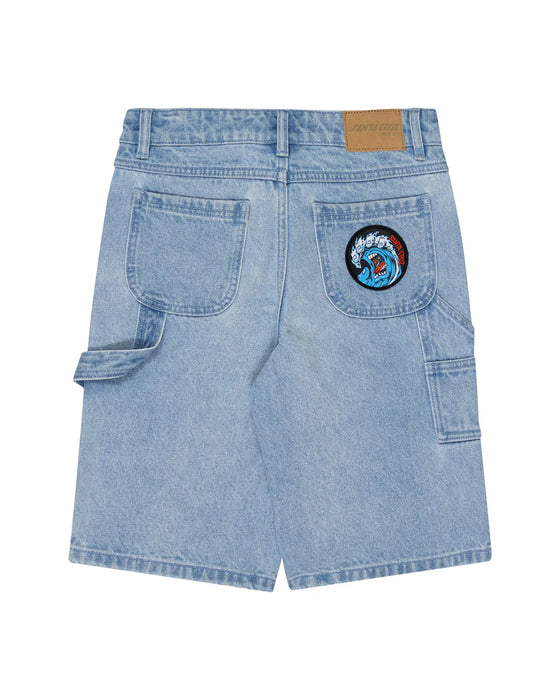 SANTA CRUZ SCREAMING WAVE PATCH CARPENTER SHORT - LIGHT INDIGO