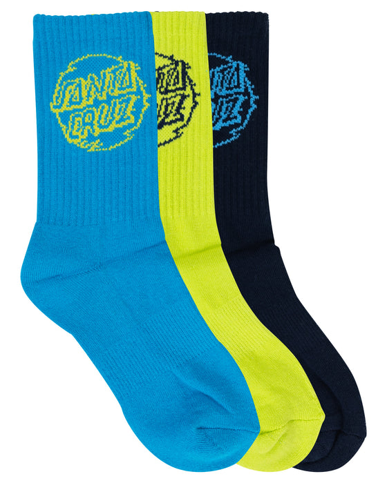 SANTA CRUZ - VIVID DOT MONO CREW SOCK NAVY/LIME 3PACK