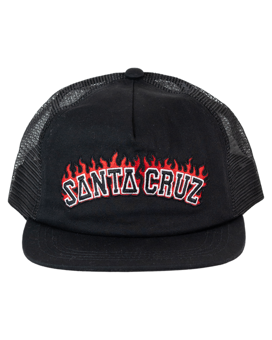 SANTA CRUZ - FLAMED COLLEGIATE ARCH TRUCKER CAP BLACK