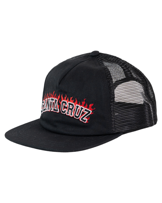 SANTA CRUZ - FLAMED COLLEGIATE ARCH TRUCKER CAP BLACK