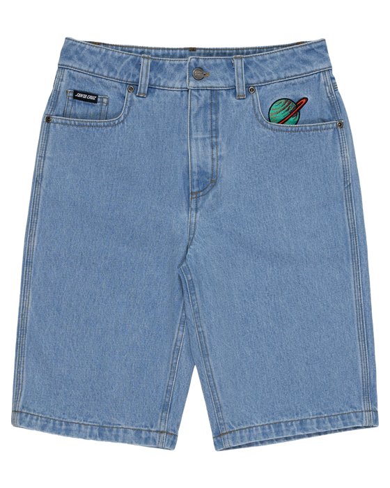 SANTA CRUZ - SPACE ROCKET STACK JEAN SHORTS MID BLUE