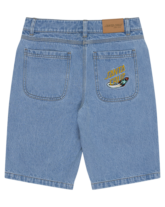 SANTA CRUZ - SPACE ROCKET STACK JEAN SHORTS MID BLUE