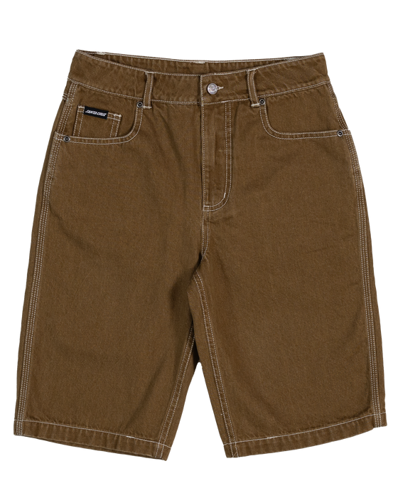 SANTA CRUZ - BRAIN DOT BONE STACK JEAN SHORTS TAN
