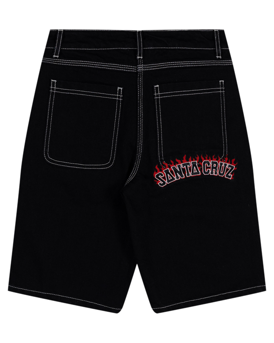 SANTA CRUZ - FLAMED COLLEGIATE ARCH JEAN SHORTS BLACK