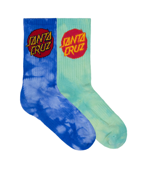 SANTA CRUZ - CRUZ DYE CREW SOCK 2 PACK BLUE TEAL TDYE
