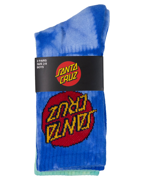 SANTA CRUZ - CRUZ DYE CREW SOCK 2 PACK BLUE TEAL TDYE