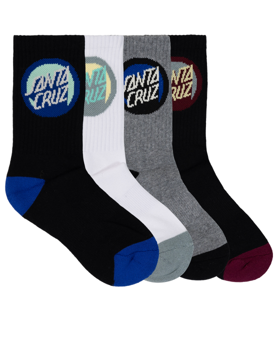 SANTA CRUZ - BOLD SHADOW DOT CREW SOCK 4 PACK BLACK WHITE GMARLE