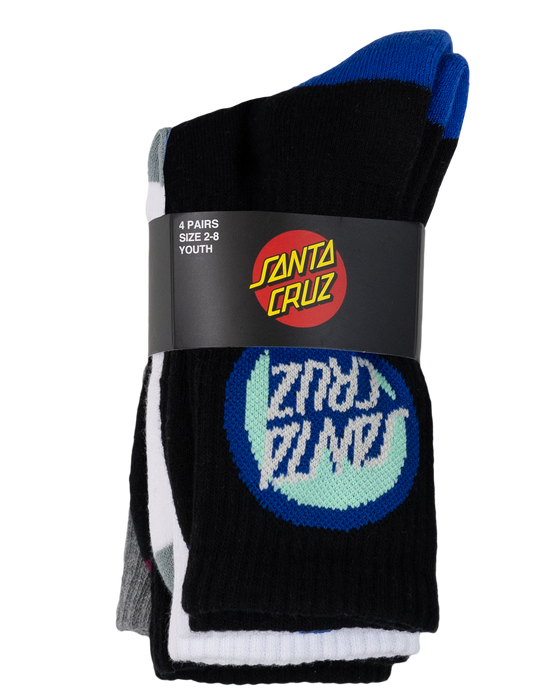 SANTA CRUZ - BOLD SHADOW DOT CREW SOCK 4 PACK BLACK WHITE GMARLE