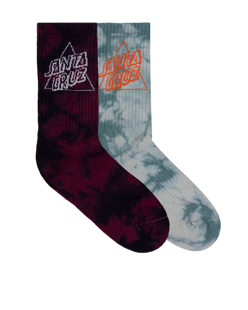SANTA CRUZ - NOT A DOT CREW SOCK 2 PACK MAROON SLATE TDYE