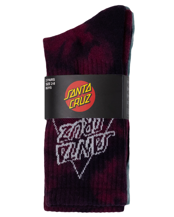 SANTA CRUZ - NOT A DOT CREW SOCK 2 PACK MAROON SLATE TDYE